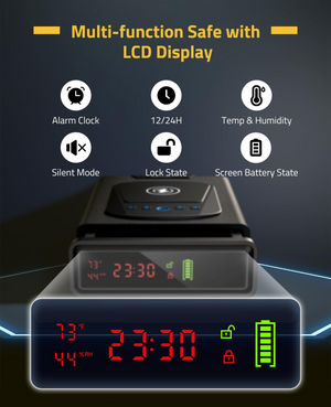 EZshoot Biometric Gun Safe, lcd display 贝 alarm clock