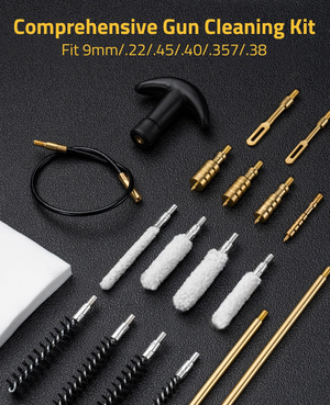 EZshoot caliber cleaning kit, comprehensive gun cleaning kit 9mm .22 .45 .38& .40