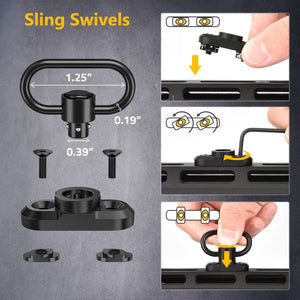 EZshoot Adjustable Two Point Sling with 2 Pack Anti-Rotation Sling Swivels