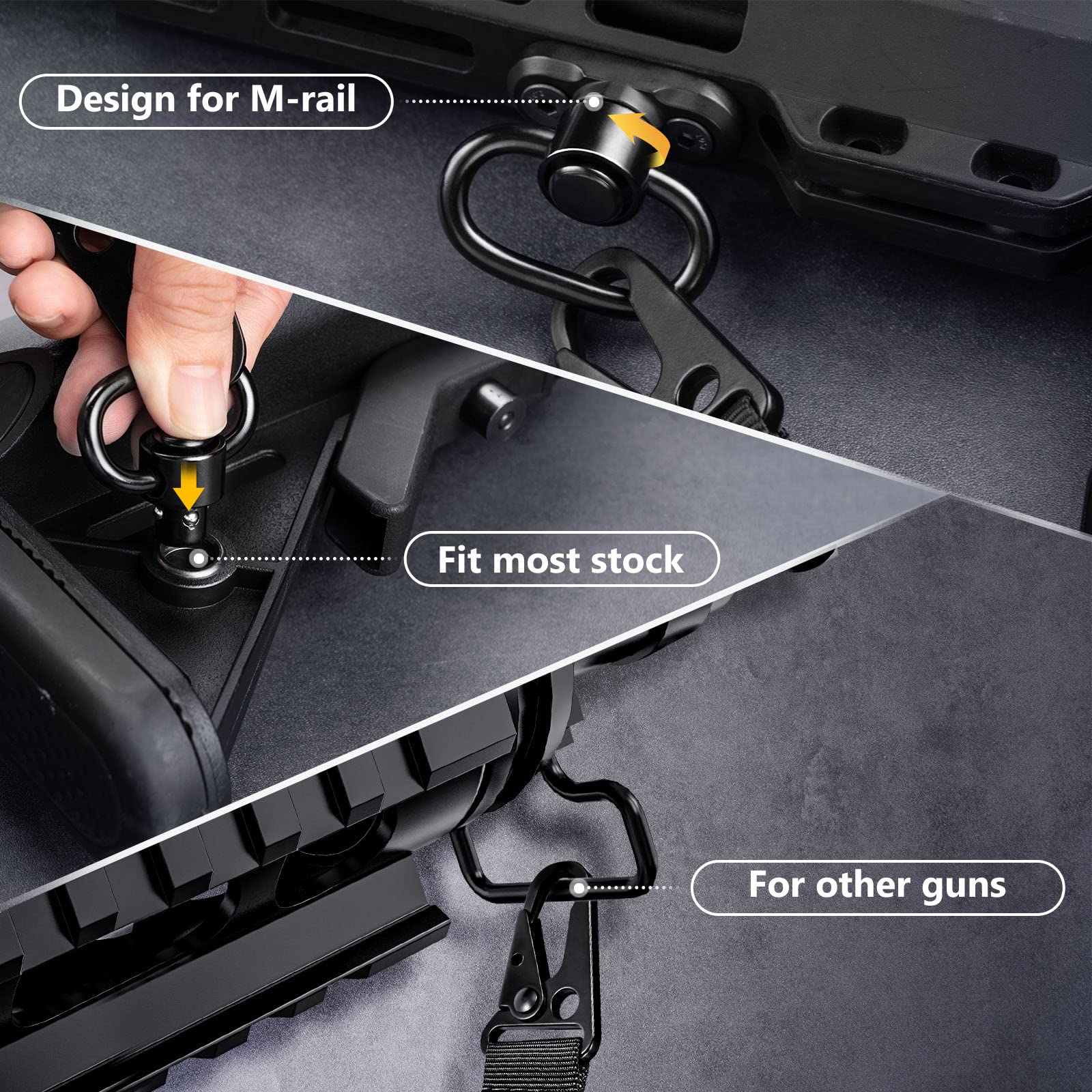 EZshoot Adjustable Two Point Sling with 2 Pack Anti-Rotation Sling Swivels