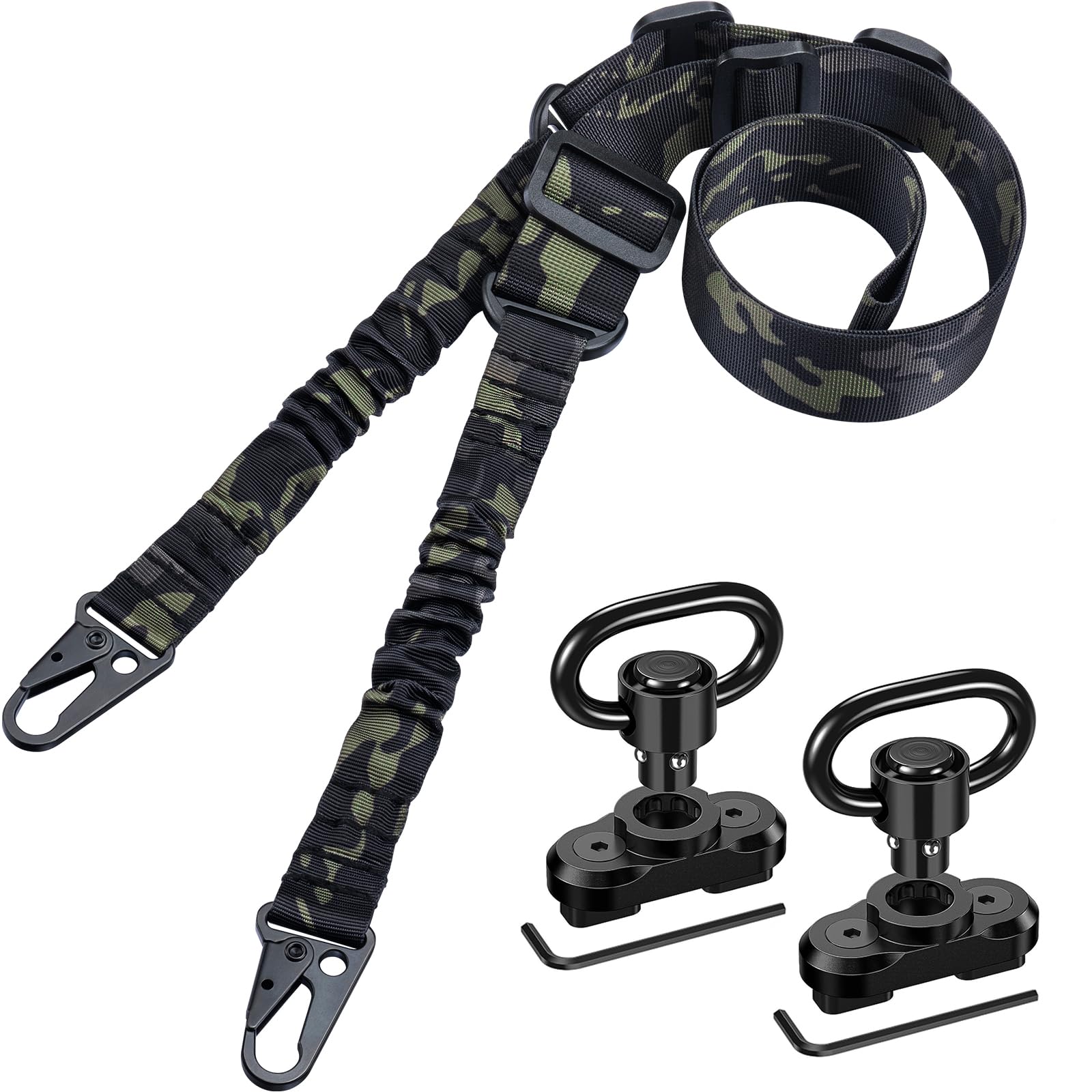 EZshoot Adjustable Two Point Sling with 2 Pack Anti-Rotation Sling Swivels