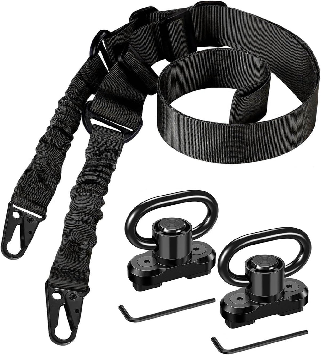 EZshoot Adjustable Two Point Sling with 2 Pack Anti-Rotation Sling Swivels