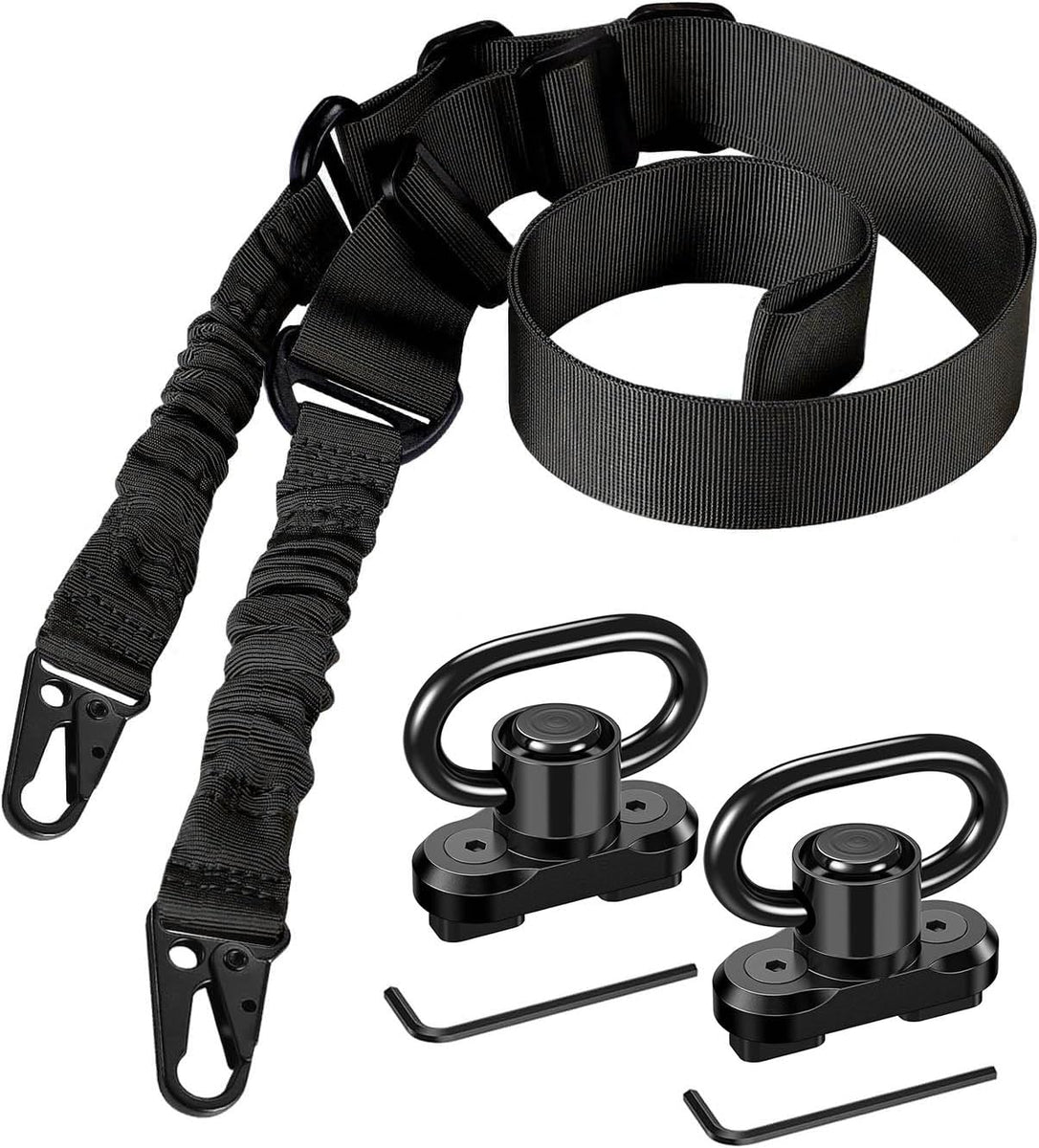 EZshoot Adjustable Two Point Sling with 2 Pack Anti-Rotation Sling Swi