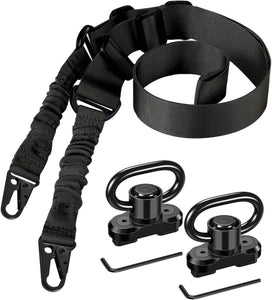 EZshoot Adjustable Two Point Sling with 2 Pack Anti-Rotation Sling Swivels