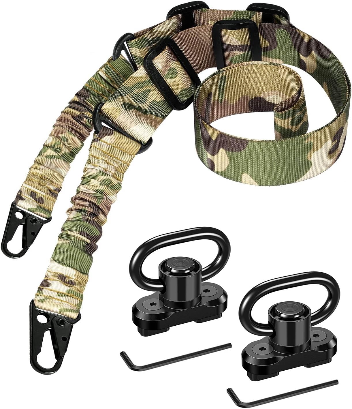 EZshoot Adjustable Two Point Sling with 2 Pack Anti-Rotation Sling Swivels