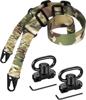 EZshoot Adjustable Two Point Sling with 2 Pack Anti-Rotation Sling Swivels