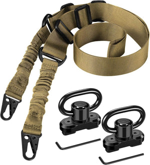 EZshoot Adjustable Two Point Sling with 2 Pack Anti-Rotation Sling Swivels