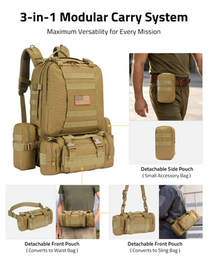 EZshoot Assault Pack Detachable Molle Bag, detachablesidepouch (small accessory bag)