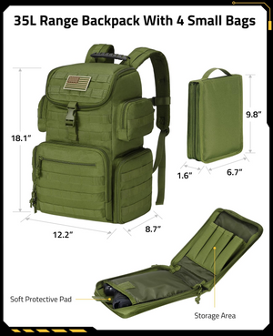 EZshoot Capacity Backpack, soft protective pad storage area in army green