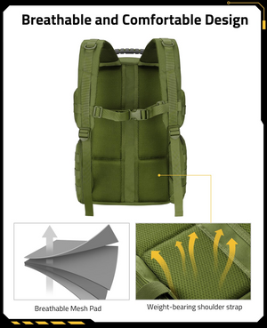 EZshoot Capacity Backpack, breathable and comfortable design weight-bearing shoulder strap in army green