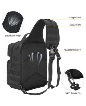 EZshoot tactical shoulder bag, extra room breathablemesh adjustable buckle
