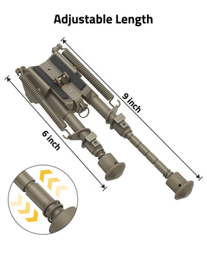 EZshoot Bipod, 6-9 Inch Adjustable Super Duty Tactical Bipod, Flat Dark Earth