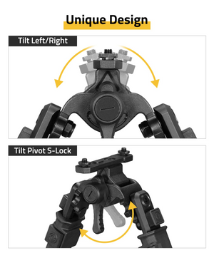 EZshoot Bipod Quick Release, unique design tilt left/right M-Rail Bipod