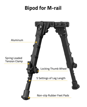 EZshoot Inches Bipod, bipod for m-rail aluminum in black