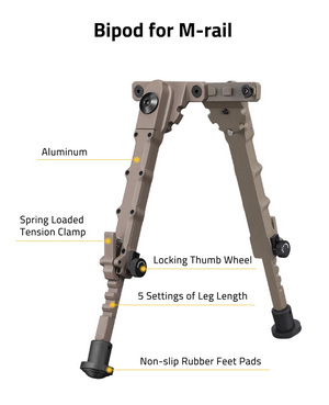 EZshoot Inches Bipod, bipod for m-rail aluminum in flat dark earth