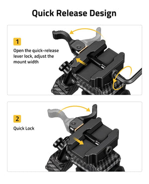 EZshoot Rifle Quick Release, open the quick-release lever lock, adjust the mount width