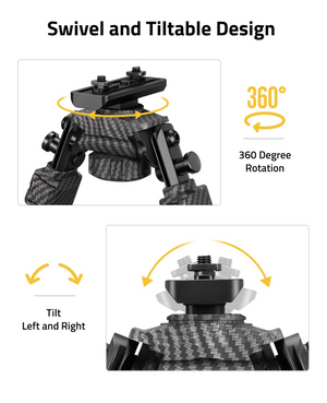EZshoot Carbon Fiber Bipod, tilt left and right