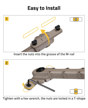 EZshoot Inches Bipod, insert the nuts into the groove of the m-rail in flat dark earth