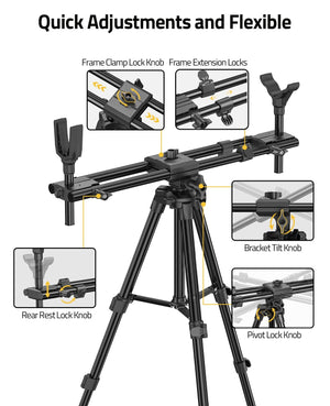 EZshoot Crossbow Tripod Stick, frame clamp lock knob frame extension locks