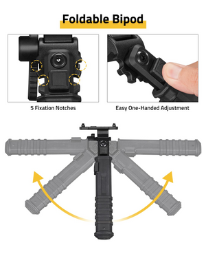 EZshoot Bipod Quick Release, easy one-handed adjustment M-Rail Bipod