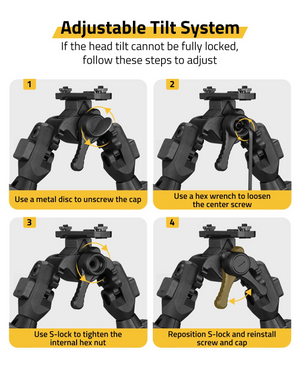 EZshoot Tiltable Quick Release, adjustable tilt system M-rail Bipod