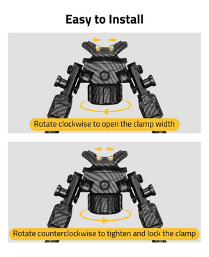 EZshoot sling stud bipod, rotate clockwise to open the clamp width