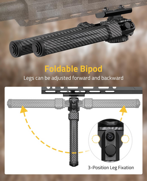 EZshoot Carbon Fiber Bipod, foldable bipod legs can be adjusted forward and backward