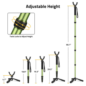 EZshoot Rifle Crossbow Rest, adjustable height twist locks to adjust height in green