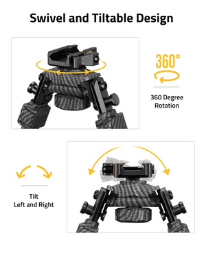 EZshoot 30 Carbon Fiber Picatinny Bipod, tilt left and right