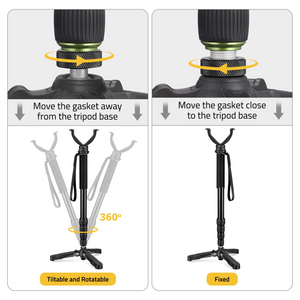 EZshoot Tripod Gun Rifle Crossbow Rest, from the tripod base in black