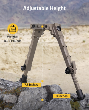 EZshoot Inches Bipod, adjustable height ibs weight, 7.5inches x 9 inches in flat dark earth