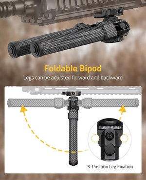 EZshoot 30 Carbon Fiber Picatinny Bipod, foldable bipod legs can be adjusted forward and backward