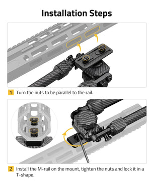 EZshoot M-Rail Bipod Stable, turn the nuts to be parallel to the rail