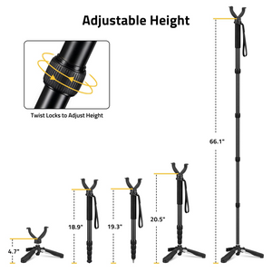 EZshoot shooting rest, adjustable height twist locks to adjust height in black