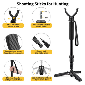 EZshoot Tripod Gun Rifle Crossbow Rest, shooting sticks for hunting in black