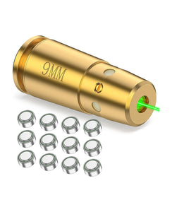 EZshoot Bore Sight 9mm Green Boresighter with 12 Batteries