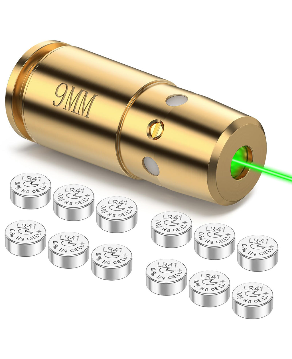 EZshoot Bore Sight 9mm Green Boresighter with 12 Batteries