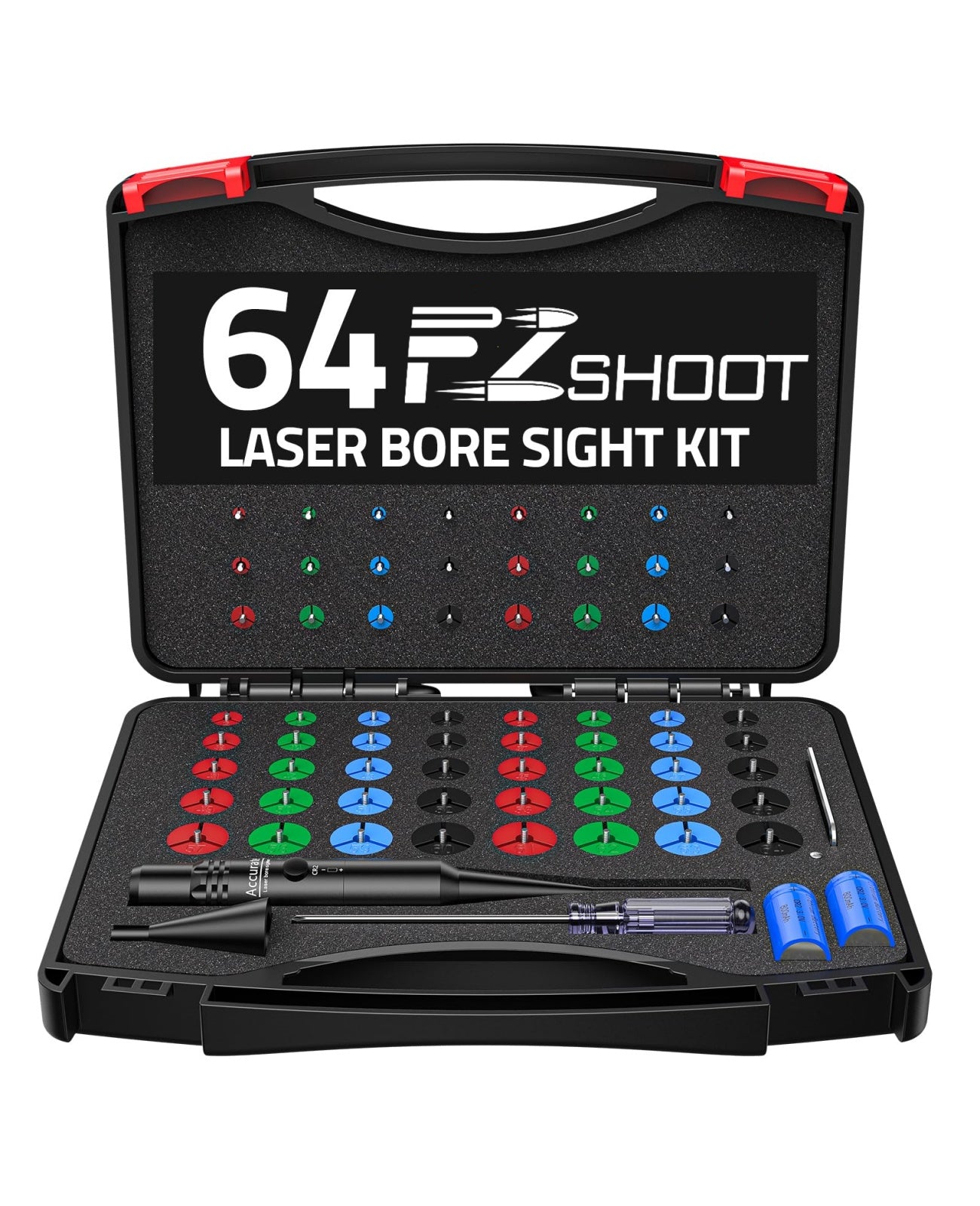 EZshoot Bore Sight Laser Kit with 64 Adapters fit 0.17 to 12GA Caliber