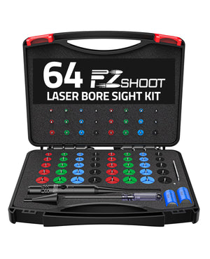 EZshoot Green Laser Bore Sight Kit with 64 Adapters - Fits 0.17 to 12GA Calibers