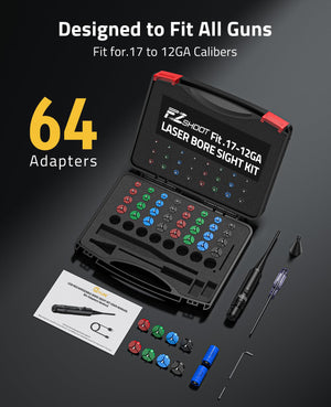 EZshoot Best Bore Sighter Kit is Designed to Fit All Guns - 64 Adapters Fit for .17 to 12GA Calibers