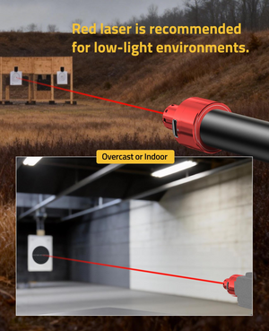 EZshoot Rechargeable Green Laser Bore Sight Magnetic Bore with red laser is recommended for low-light environments