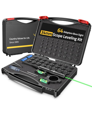 EZshoot Red Bore Sight Laser, scope leveling kit adapters bore sight Green Laser & 34mm Scope Leveling Kit