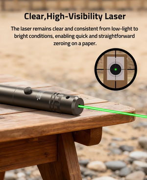 EZshoot Bore Sight Laser, clear,high-visibility laser Green Laser & 30mm Scope Leveling Kit