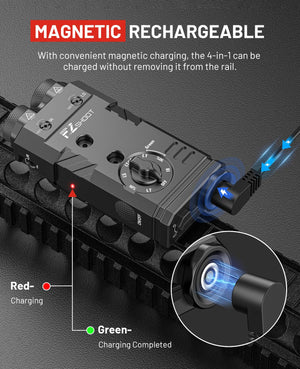 Charged without removing it from the – EZshoot 1600 Lumen 4-in-1 Rifle Flashlight (Green Laser, IR Laser, White Light, Green Light)
