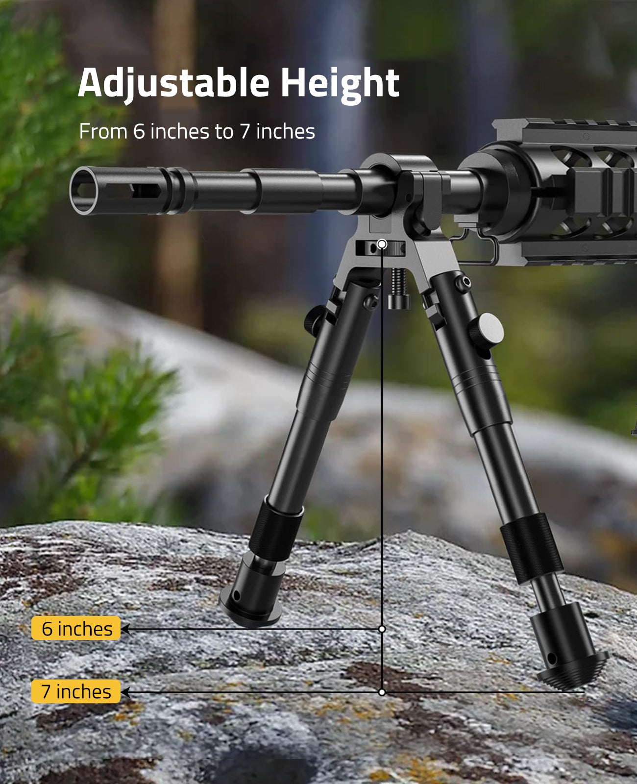 Adjustable Height 6-7 Inches Rifle Bipod