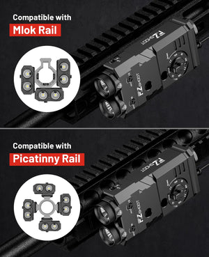 Compatible with picatinny rail – EZshoot 1600 Lumen 4-in-1 Rifle Flashlight (Green Laser, IR Laser, White Light, Green Light)