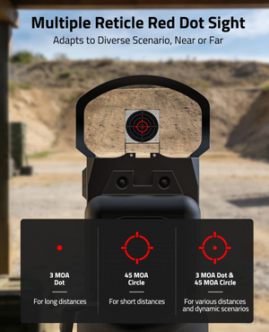 EZshoot red dot sight, multiple reticle red dot sight