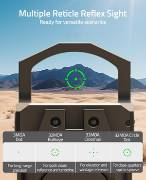 EZshoot Reflex Sight, multiple reticle reflex sight ready for versatile scenarios in green dot