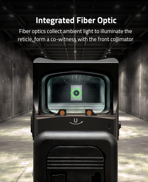 EZshoot green dot sight, reticle, form a co-witness with the front collimator