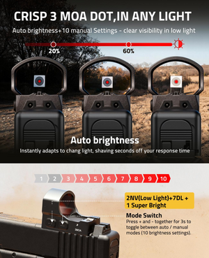 EZshoot Dot Sight, auto brightness in red dot